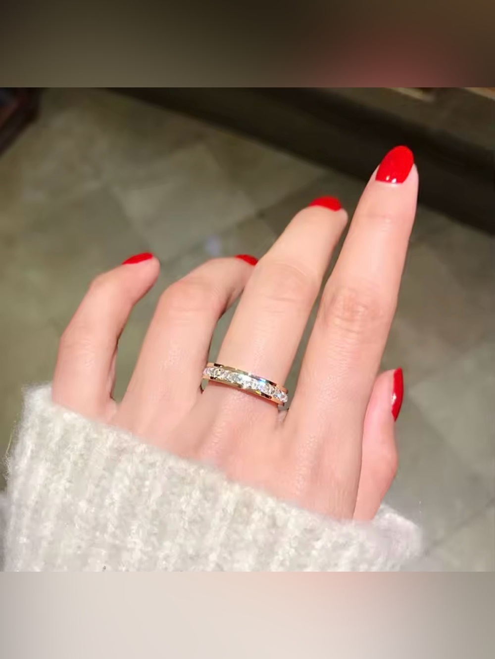 18K Gold Single Row Princess Cut Luxury Diamond I Ring Wedding Bridal No Fade - Picture 4 of 10
